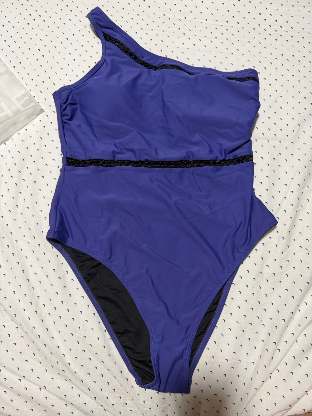 Cupshe One-Shoulder Purple One-Piece Swimsuit with Black Trim